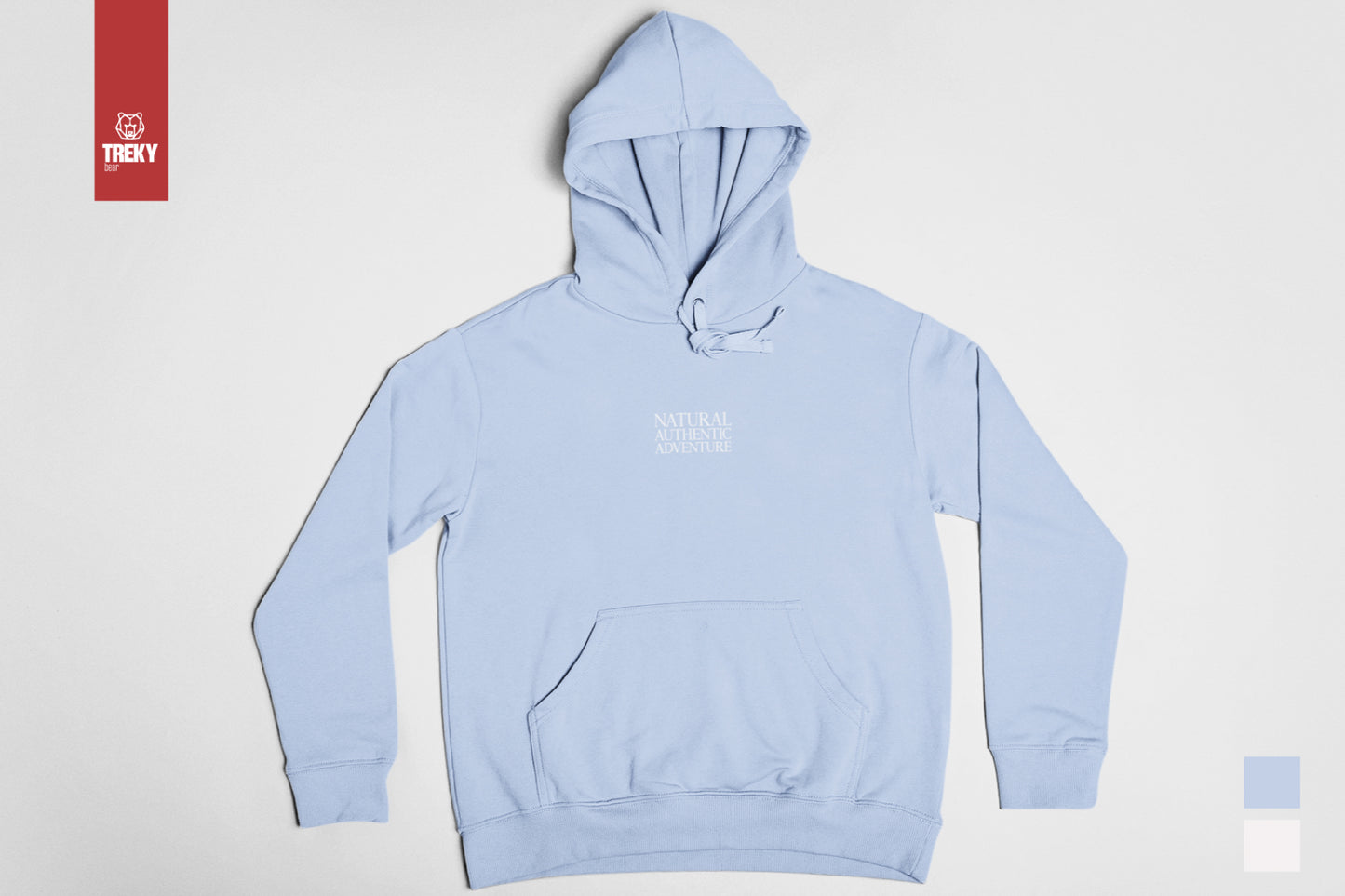 Hellblauer Hoodie mit inspirierender Stickerei